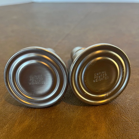 Vintage Empire Pewter Salt and Pepper Shakers with Glass Inserts - Picture 3 of 8